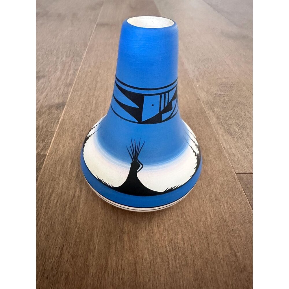 Vintage Navajo End of the Trail Vase Signed